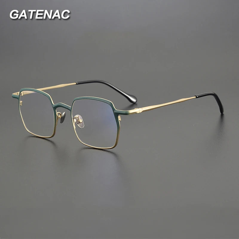 Gatenac Unisex Full Rim Square Titanium Eyeglasses Gxyj1456 Full Rim Gatenac   