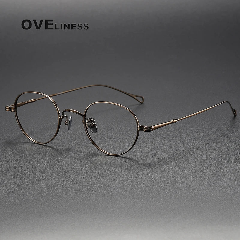 Oveliness Unisex Full Rim Oval Titanium Eyeglasses M002 Full Rim Oveliness bronze  