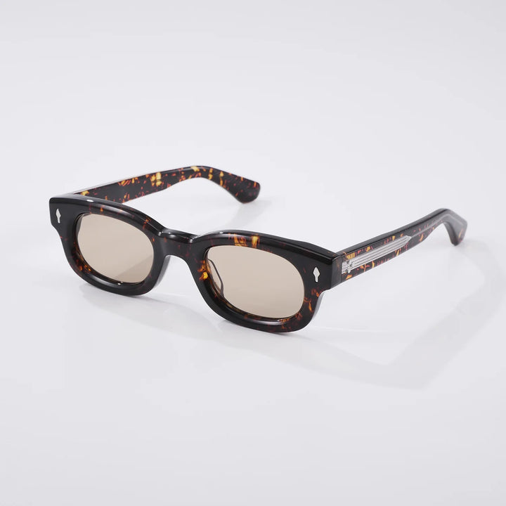 Black Mask Unisex Full Rim Oval Square Acetate Sunglasses 363119