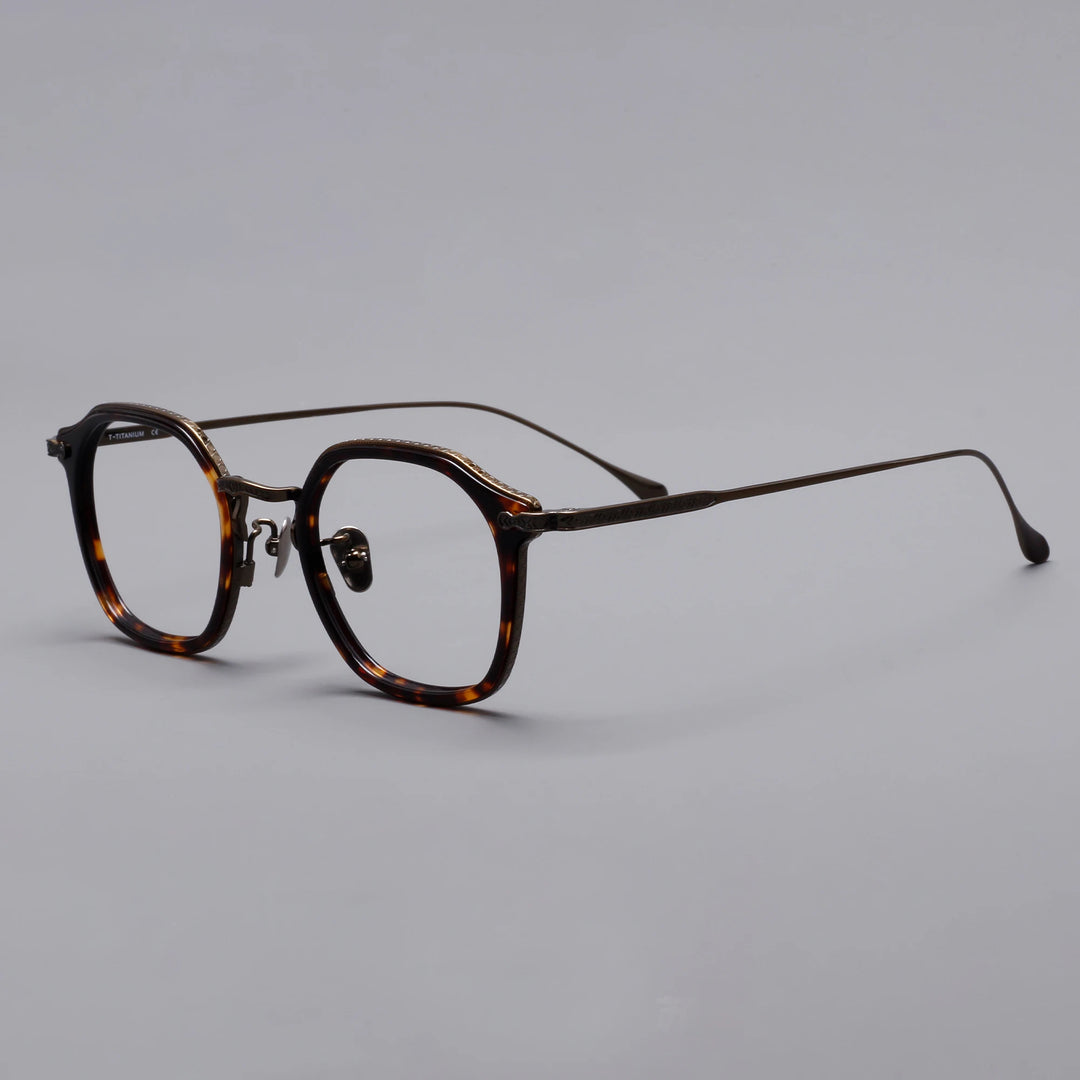 Black Mask Unisex Full Rim Square Acetate Titanium Eyeglasses 396108