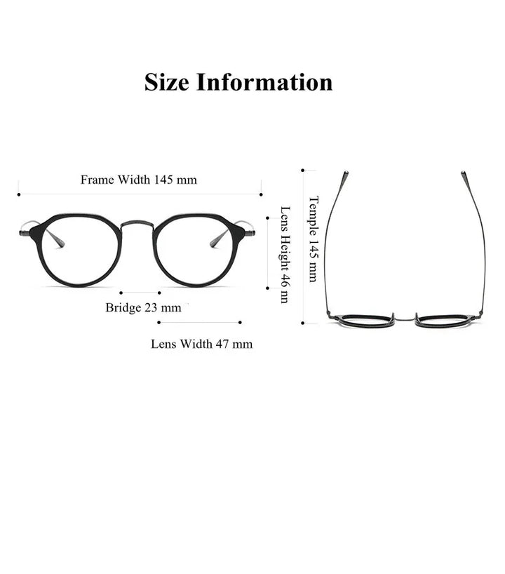 Chashma Ochki Unisex Full Rim Flat Top Round Acetate Titanium Eyeglasses 0113 Full Rim Chashma Ochki   