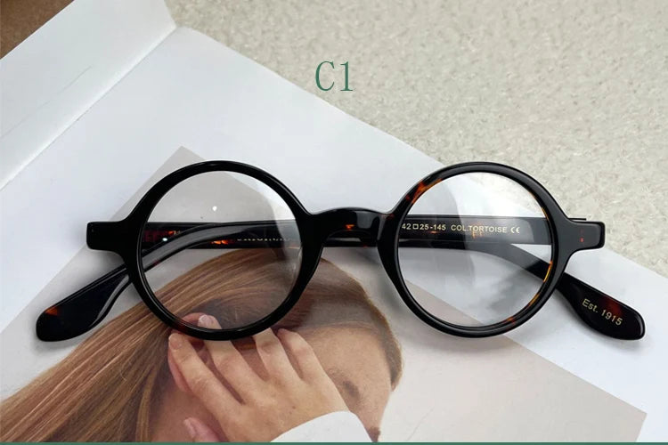 Yujo Unisex Full Rim Round Acetate Eyeglasses 4225e Full Rim Yujo C1 CHINA 