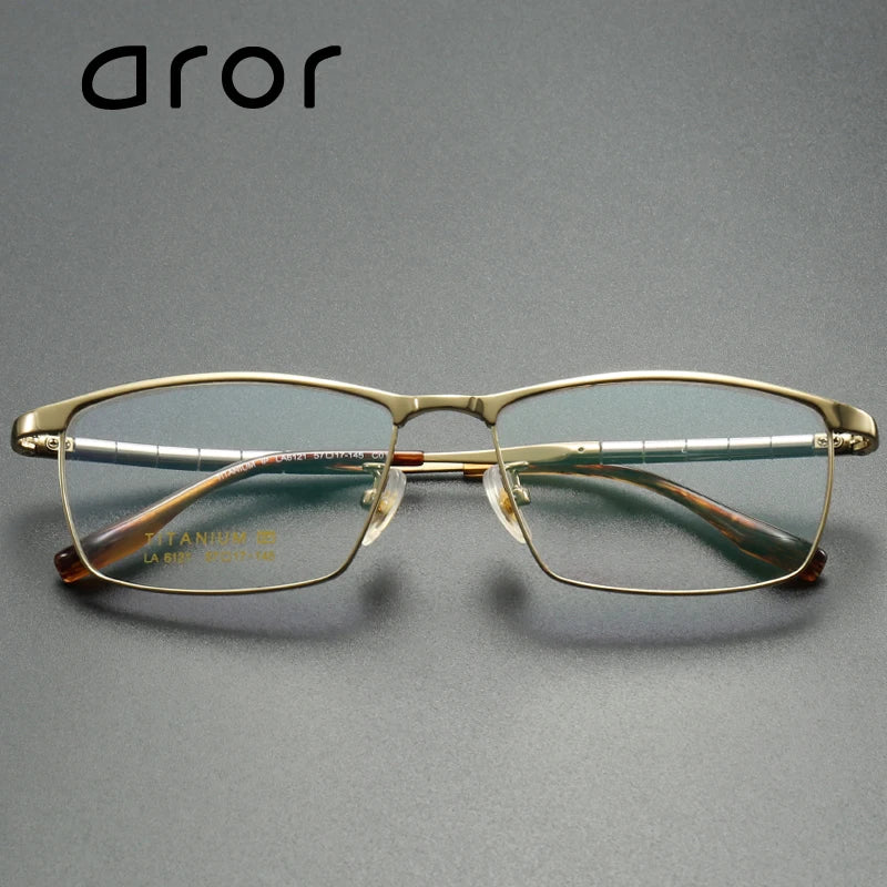 Aror Men's Full Rim Big Square Brow Line Titanium Eyeglasses 96121 Full Rim Aror