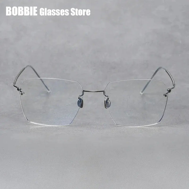 Bobbie Womens Rimless Square Titanium Eyeglasses 251500 — view 1 | Bobbie at FuzWeb