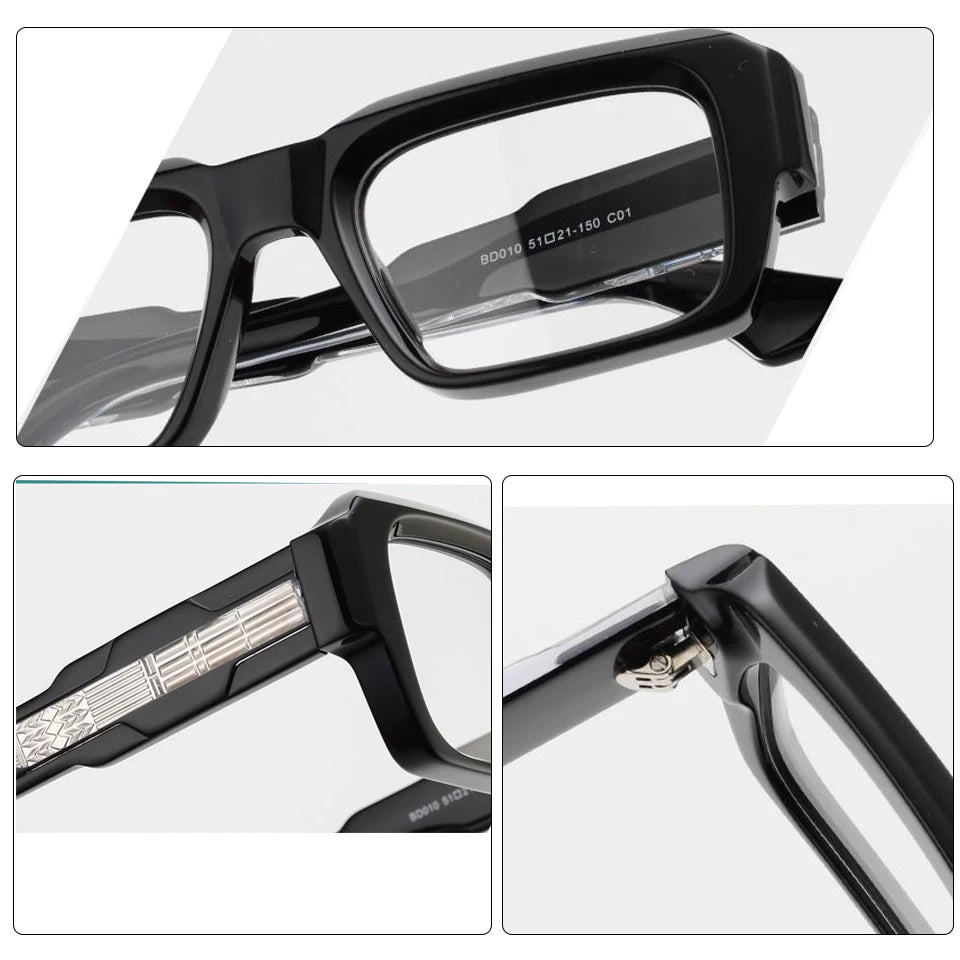 Esnbie Unisex Full Rim Square Acetate Eyeglasses 25SA010-1