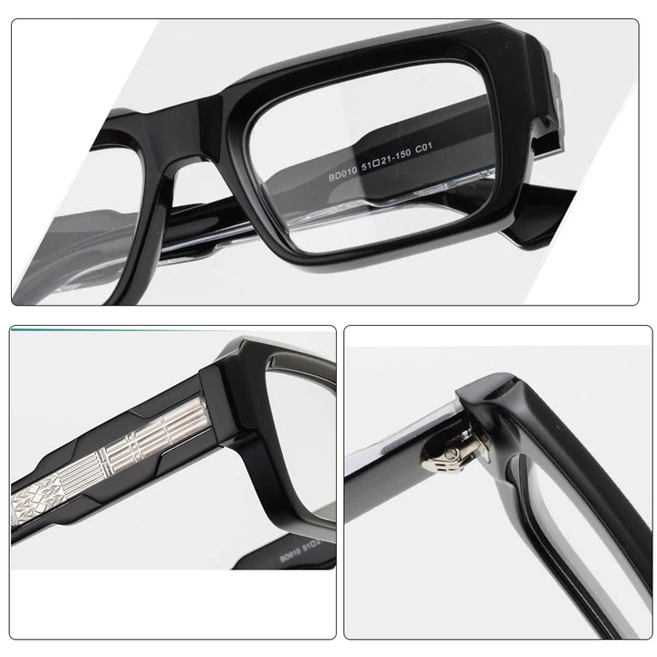 Esnbie Unisex Full Rim Square Acetate Eyeglasses 25SA010-1