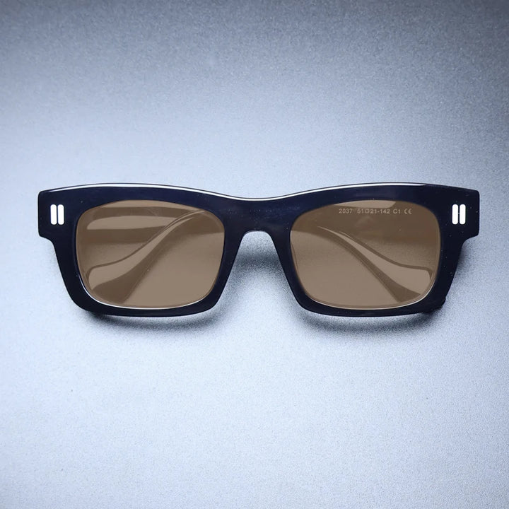 Gatenac Unisex Full Rim Square Acetate Polarized Sunglasses M004 Sunglasses Gatenac Black Brown  