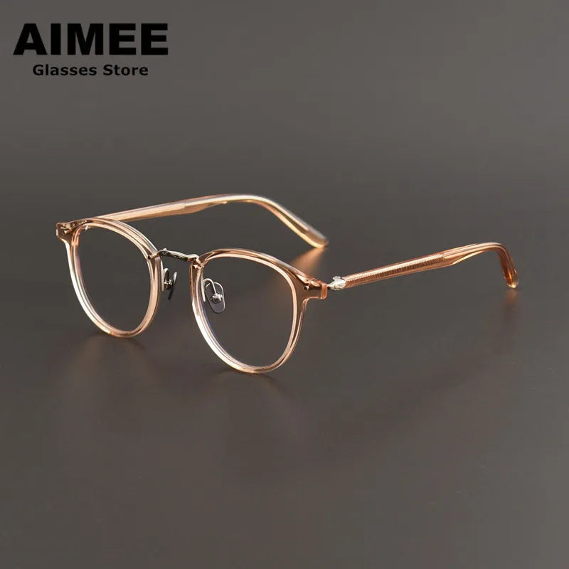 Aimee Unisex Full Rim Square Oval Acetate Titanium Eyeglasses 7885 Full Rim Aimee   