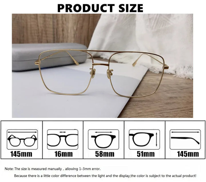 Aimee Unisex Full Rim Square Double Bridge Titanium Eyeglasses 581463