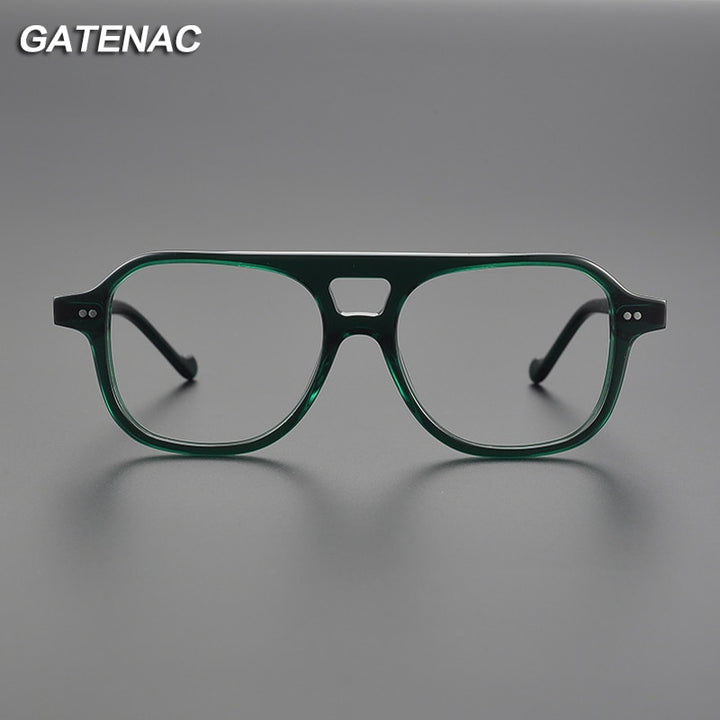 Gatenac Unisex Full Rim Flat Top Double Bridge Acetate Eyeglasses Gxyi1055 Full Rim Gatenac   