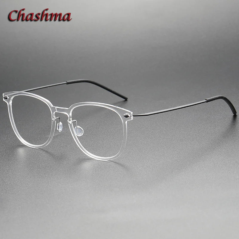 Chashma Ochki Unisex Full Rim Square Nylon Titanium Eyeglasses 6549 Full Rim Chashma Ochki Transparent  