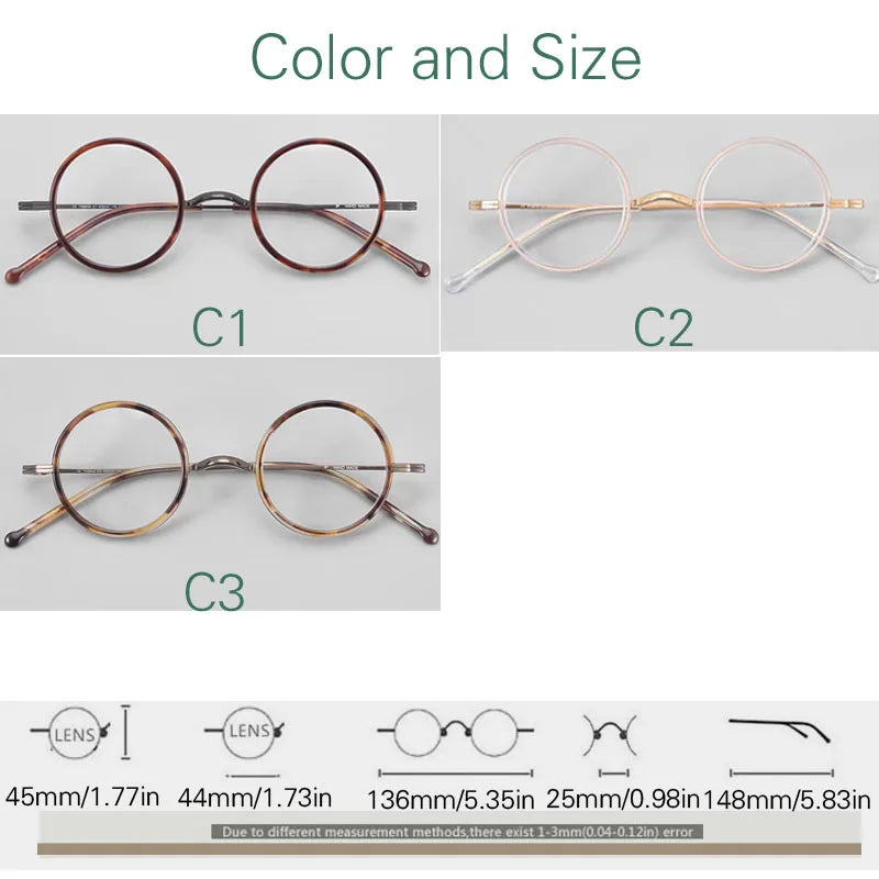 Yujo Women's Full Rim Round Titanium Acetate Eyeglasses 535136