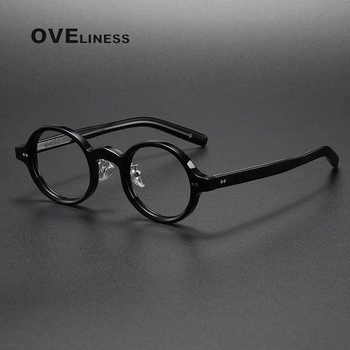 Oveliness Unisex Full Rim Round Acetate Eyeglasses V005 Full Rim Oveliness black  