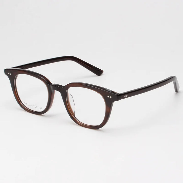 KatKani Unisex Full Rim Square Round Acetate Eyeglasses H011 Full Rim KatKani Eyeglasses Tortoiseshell  