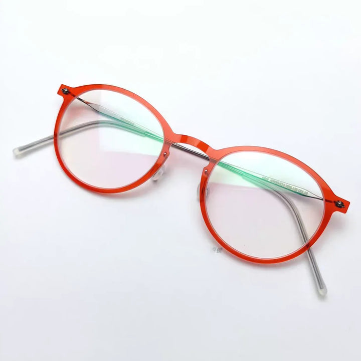 Bobbie Unisex Full Rim Round Titanium Eyeglasses 6541