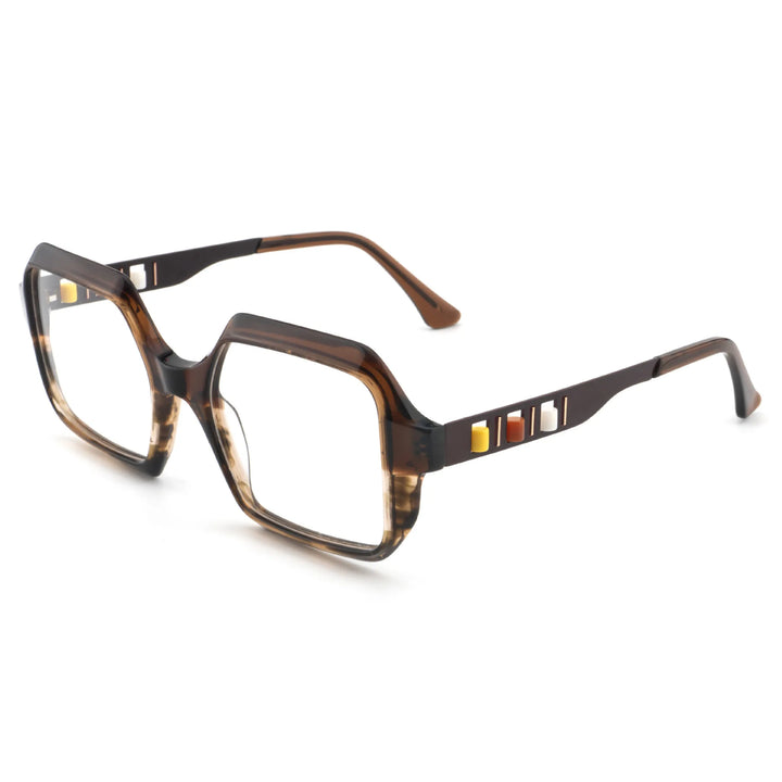 Hewei Unisex Full Rim Rectangular Acetate Eyeglasses 923077