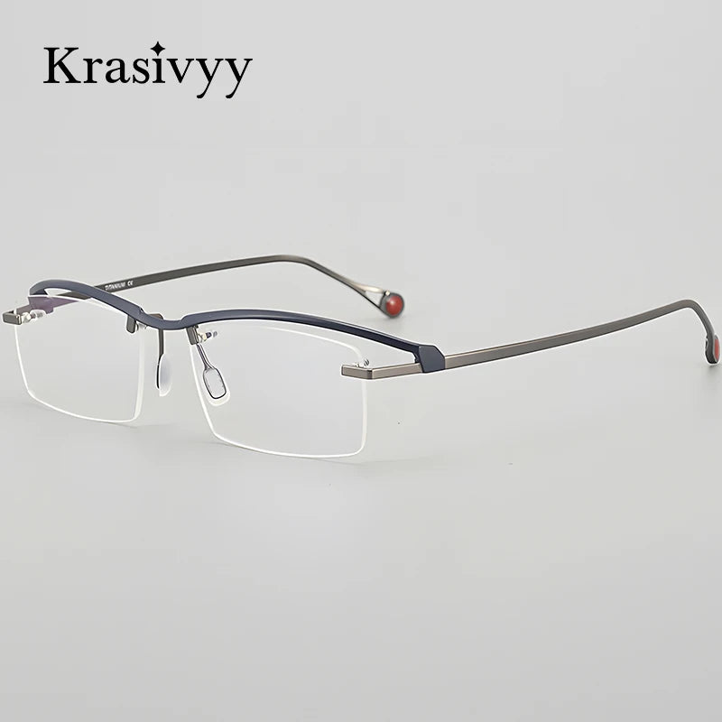 Krasivyy Women's Semi Rim Square Titanium Eyeglasses 90208