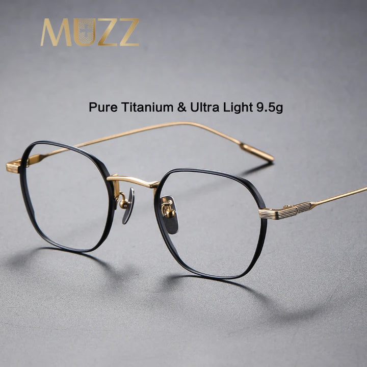 Muzz Women's Full Rim Flat Top Polygon Titanium Eyeglasses 707071