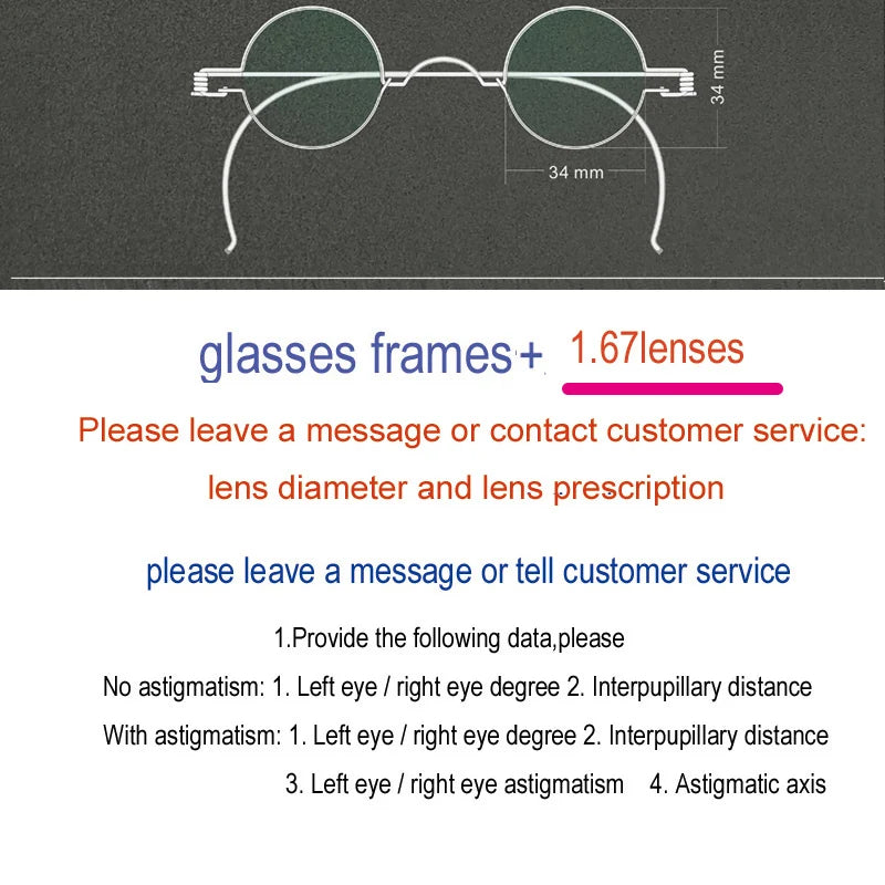 Yujo Unisex Full Rim Round Stainless Steel Custom Eyeglasses Y4042 Full Rim Yujo 167 34 CHINA 