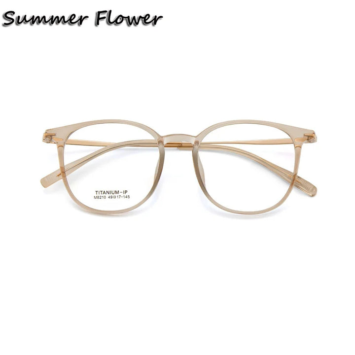 Summer Flower Women's Full Rim Square Tr 90 Titanium Eyeglasses 88210 Full Rim Summer Flower Transparent Brown