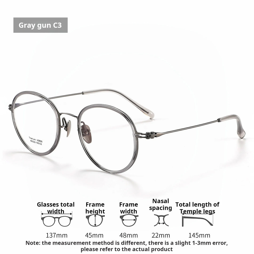 Xbora Unisex Full Rim Round Titanium &amp; Acetate Eyeglasses 2800 — view 7 | Xbora at FuzWeb