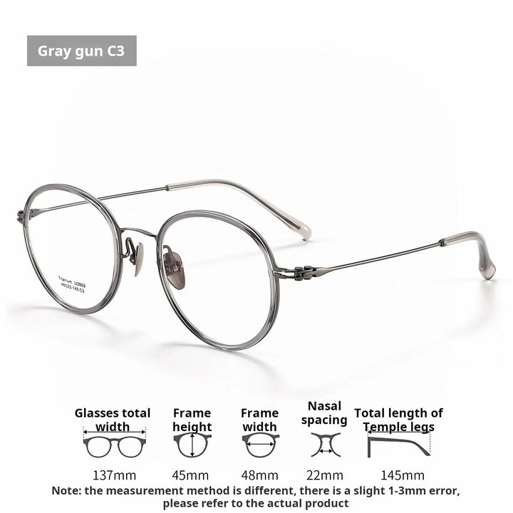 Xbora Unisex Full Rim Round Titanium &amp; Acetate Eyeglasses 2800 — view 7 | Xbora at FuzWeb