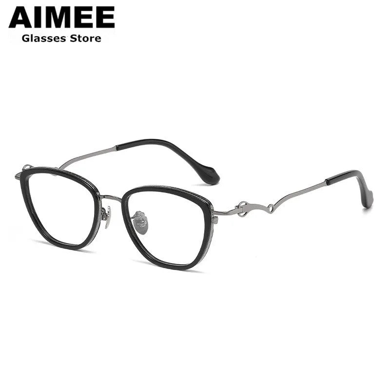 Aimee Unisex Full Rim Oval Polygon Titanium Acetate Eyeglasses 60891