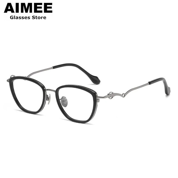 Aimee Unisex Full Rim Oval Polygon Titanium Acetate Eyeglasses 60891
