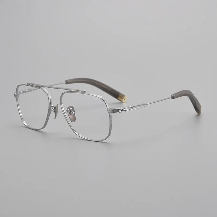 Hdcrafter Men's Full Rim Square Titanium Eyeglasses Lsa1051 Full Rim Hdcrafter Eyeglasses Silver  