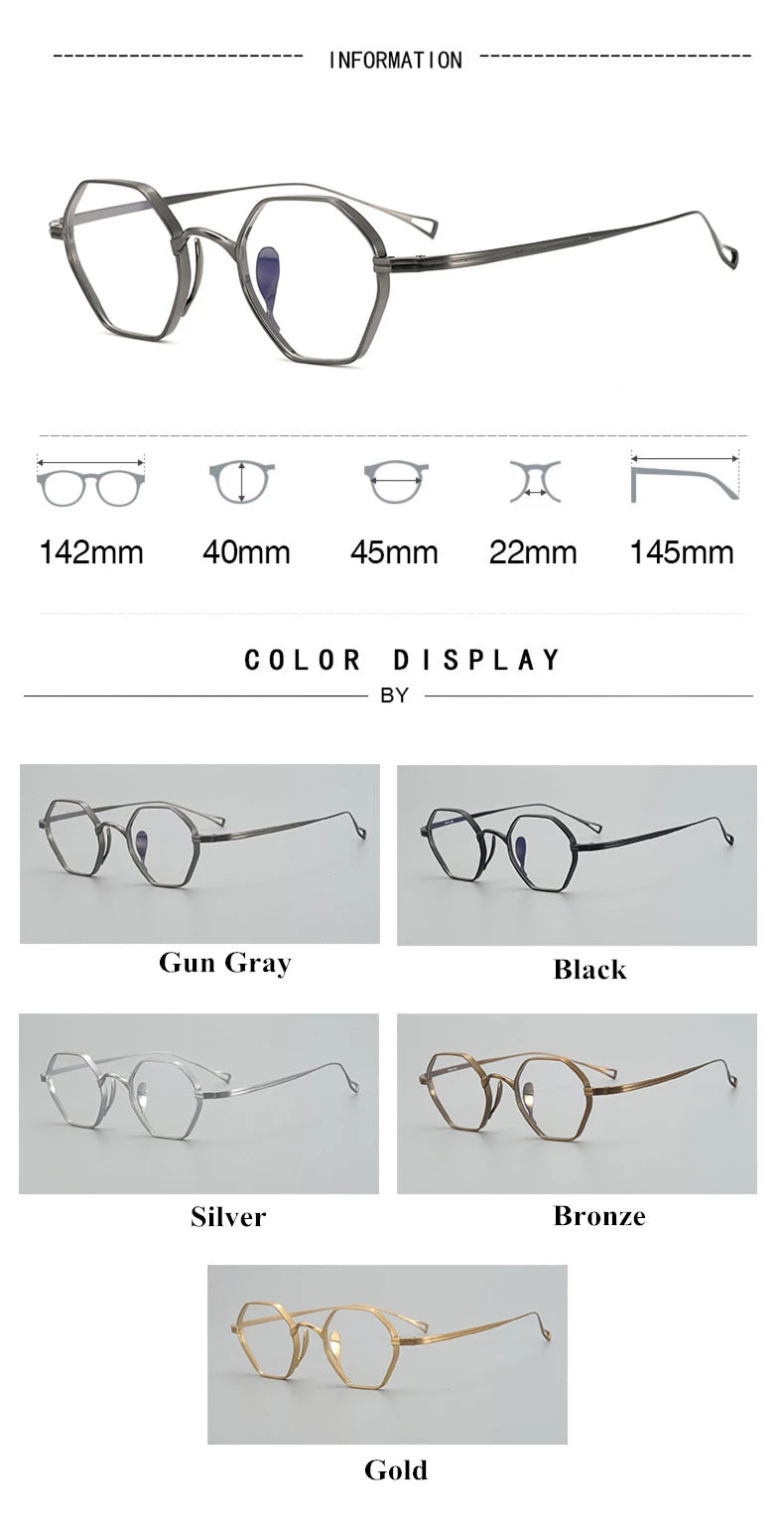 Black Mask Unisex Flat Top Polygon Titanium Eyeglasses 49152 Full Rim Black Mask