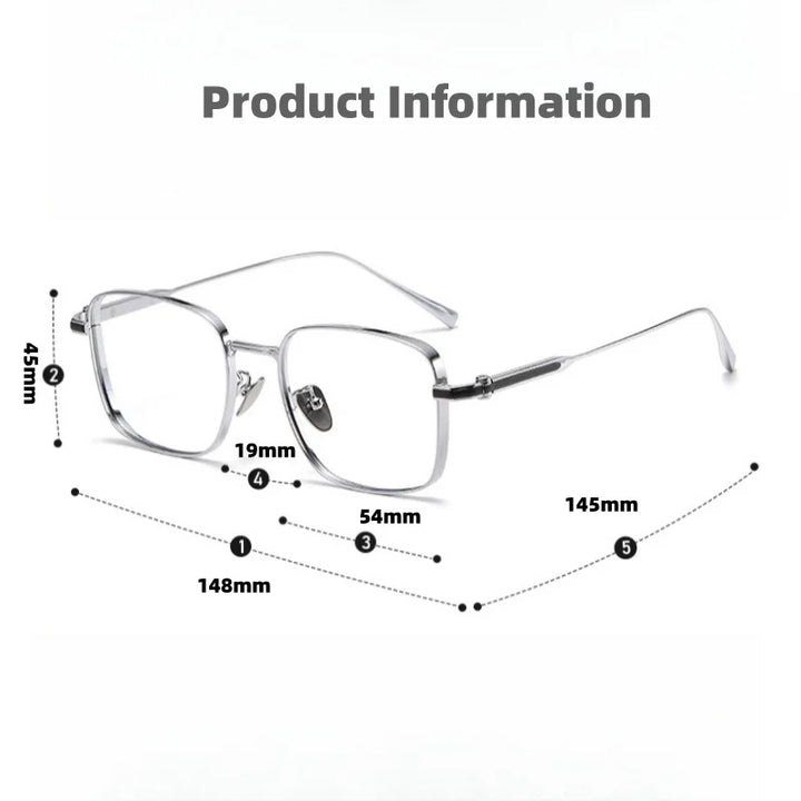 Hdcrafter Men's Full Rim Square Polygon Titanium Eyeglasses 809841