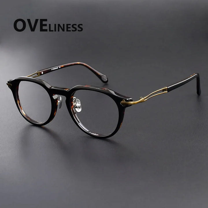 Oveliness Women's Full Rim Oval Square Acetate Titanium Eyeglasses 361389
