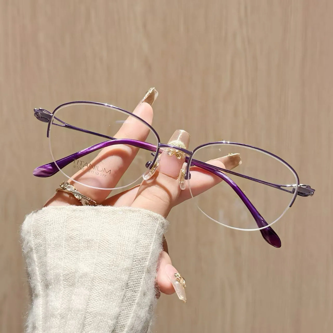 Vicky Women's Semi Rim Oval Titanium Reading Glasses 637022
