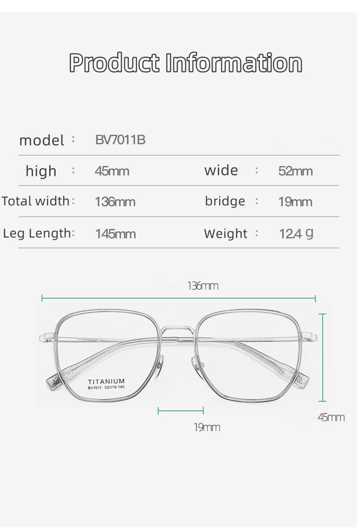 Kocolior Unisex Full Rim Square Titanium Acetate Eyeglasses V7011 Full Rim Kocolior   