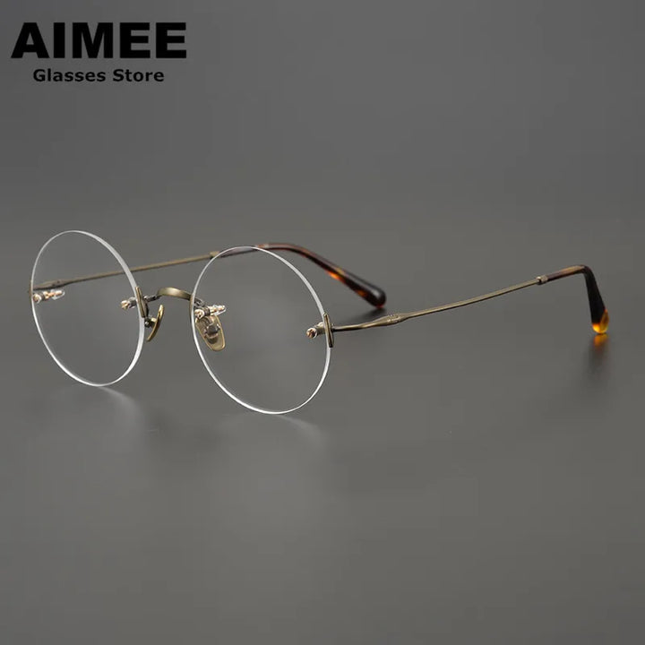 Aimee Unisex Rimless Round Titanium Acetate Eyeglasses 4521