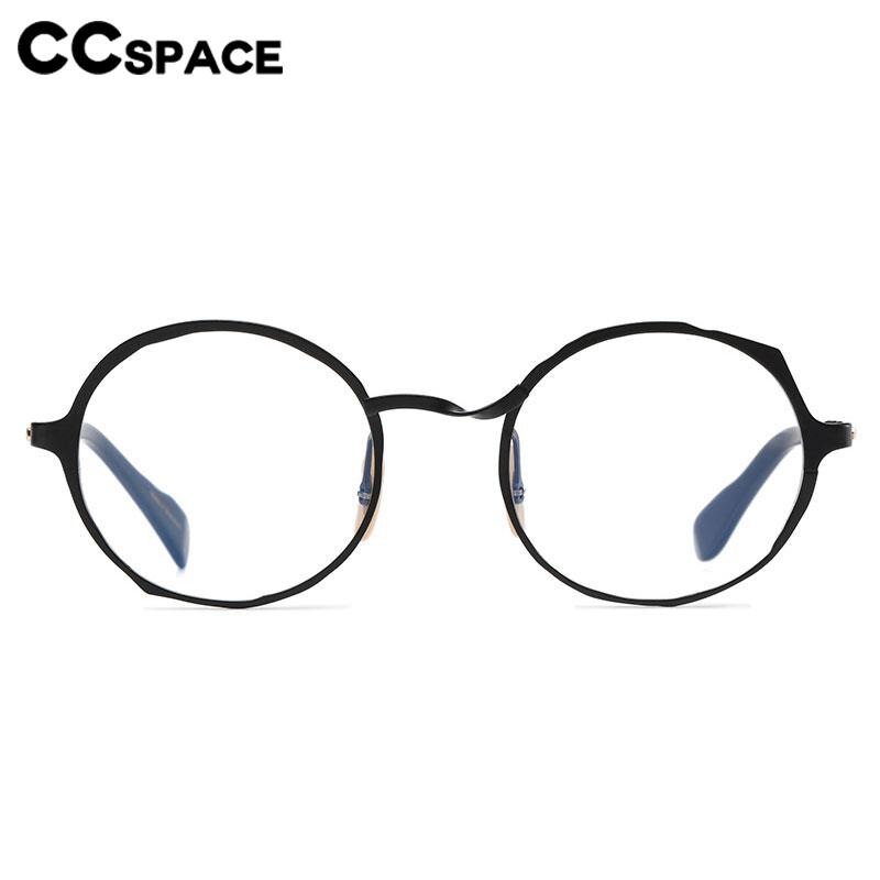 CCSpace Unisex Full Rim Irregular Round Titanium Eyeglasses 56614 Full Rim CCspace   