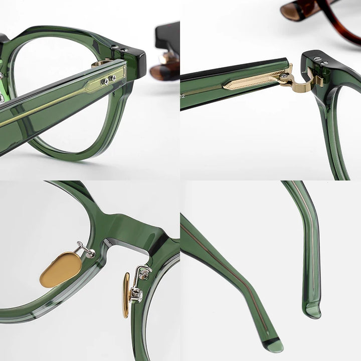 Black Mask Unisex Full Rim Round Acetate Titanium Eyeglasses 635005