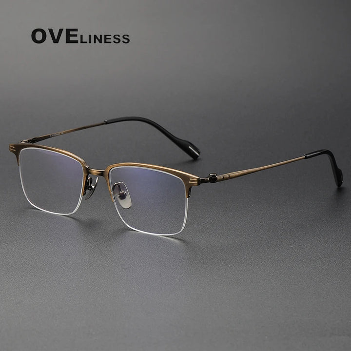 Oveliness Unisex Semi Rim Square Titanium Eyeglasses 70802