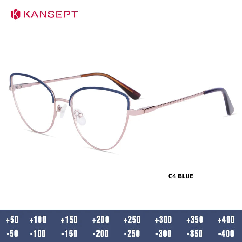 Kansept Women's Full Rim Oval Cat Eye Alloy Reading Glasses 53309