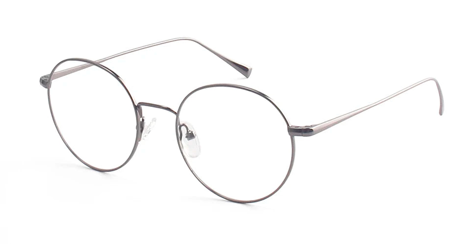 Esnbie Women's Full Rim Flat Top Round Alloy Eyeglasses 241269