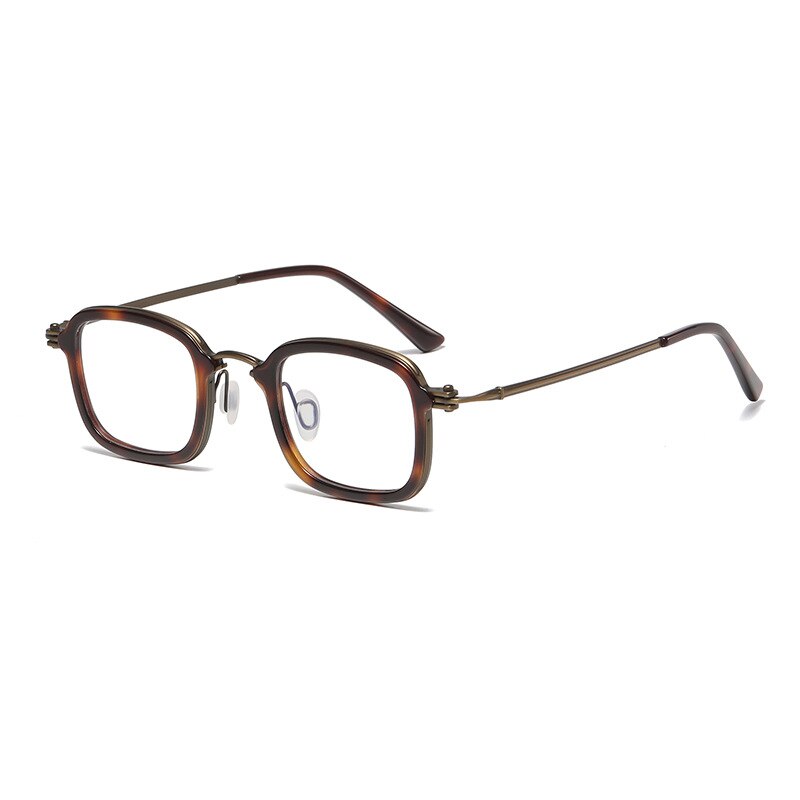 Gatenac Unisex Full Rim Square Acetate Titanium Eyeglasses Gxyj1048 Full Rim Gatenac Tortoiseshell  