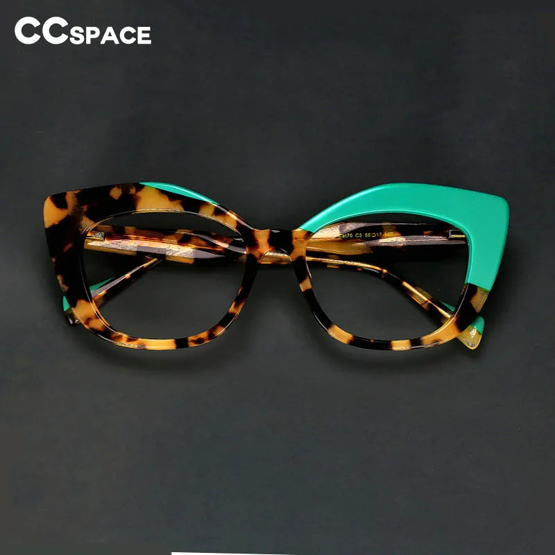 CCSpace Women's Full Rim Square Cat Eye Acetate Hyperopic Reading Glasses R56960 Reading Glasses CCspace   