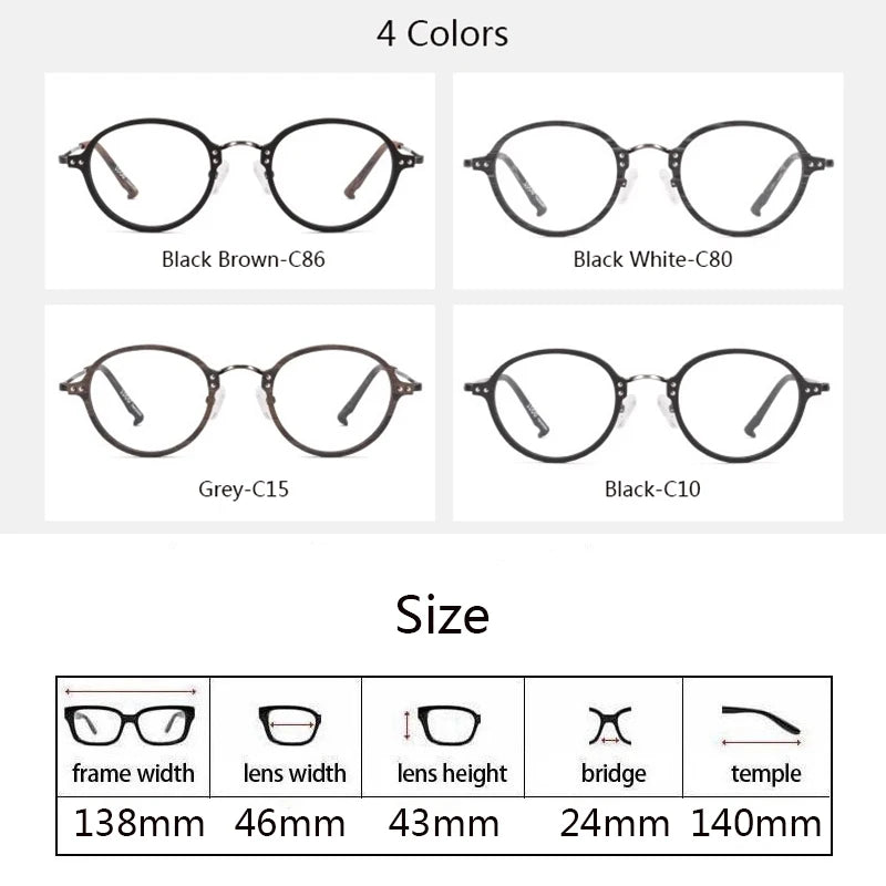 Hdcrafter Womens Full Rim Round Acetate Titanium Frames 810300 — view 2 | Hdcrafter Eyeglasses at FuzWeb