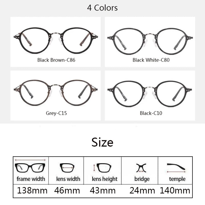 Hdcrafter Womens Full Rim Round Acetate Titanium Frames 810300 — view 2 | Hdcrafter Eyeglasses at FuzWeb
