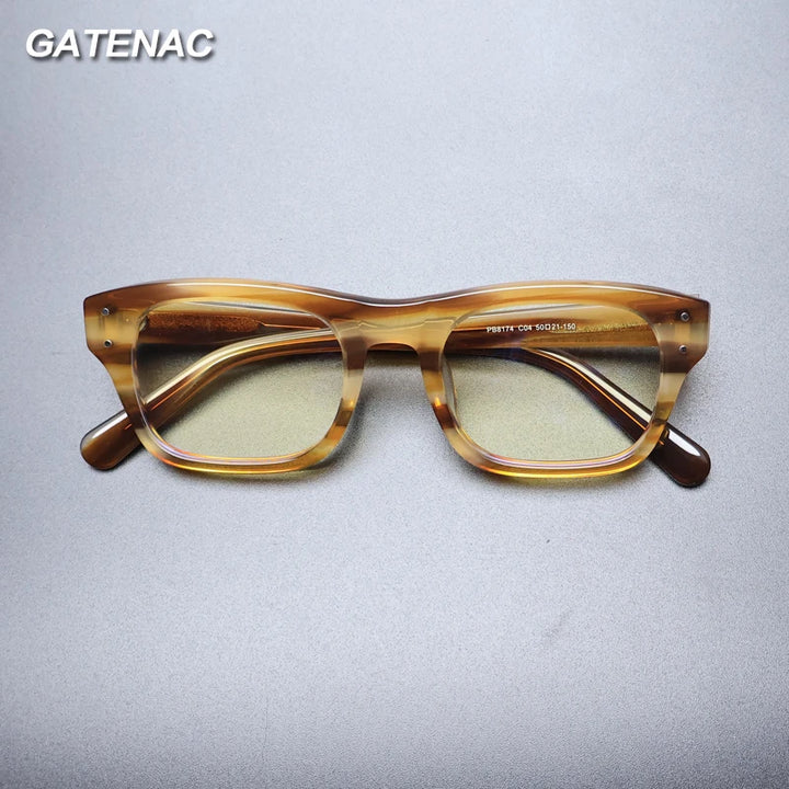 Gatenac Unisex Full Rim Square Thick Acetate Eyeglasses Gxyj1479 Full Rim Gatenac   