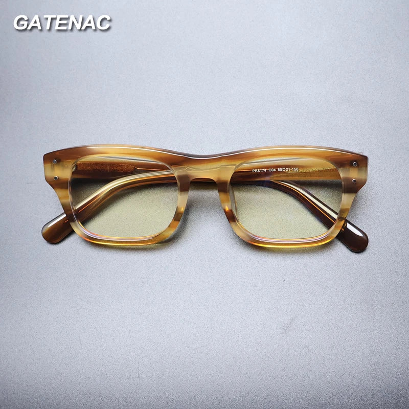 Gatenac Unisex Full Rim Square Thick Acetate Eyeglasses Gxyj1479 Full Rim Gatenac   