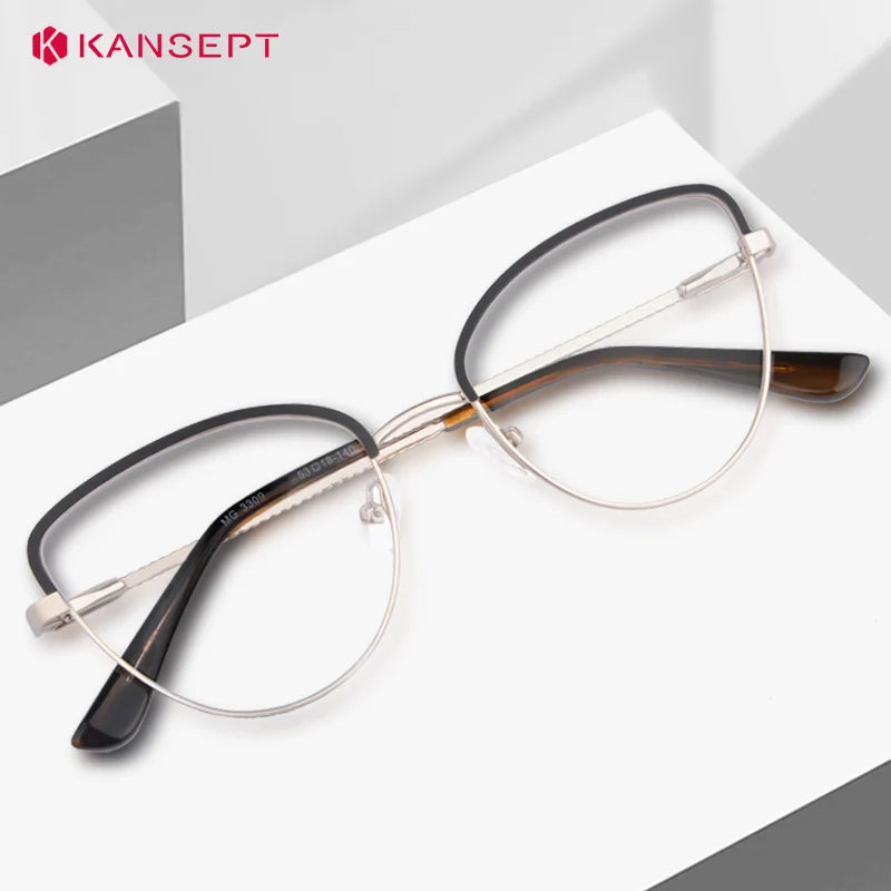 Kansept Women's Full Rim Oval Cat Eye Alloy Reading Glasses 53309