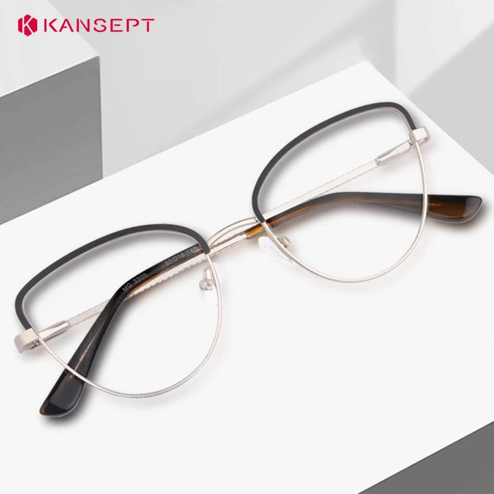 Kansept Women's Full Rim Oval Cat Eye Alloy Reading Glasses 53309