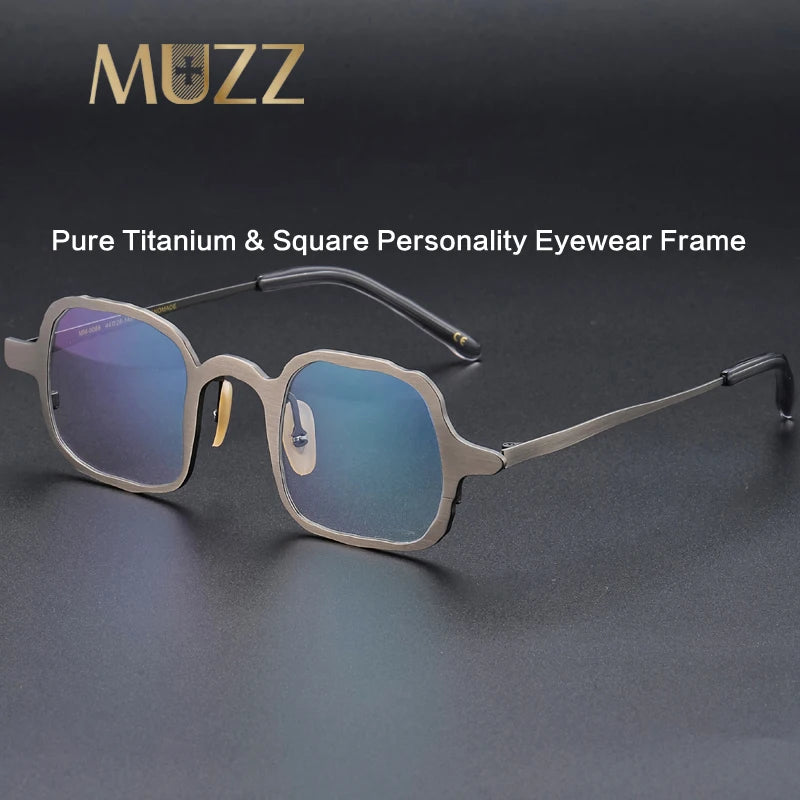 Muzz 0086 men's square IP titanium prescription eyeglasses