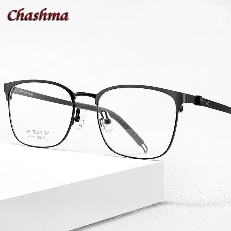 Chashma Ochki Unisex Full Rim Square Titanium Eyeglasses 11305 Full Rim Chashma Ochki   